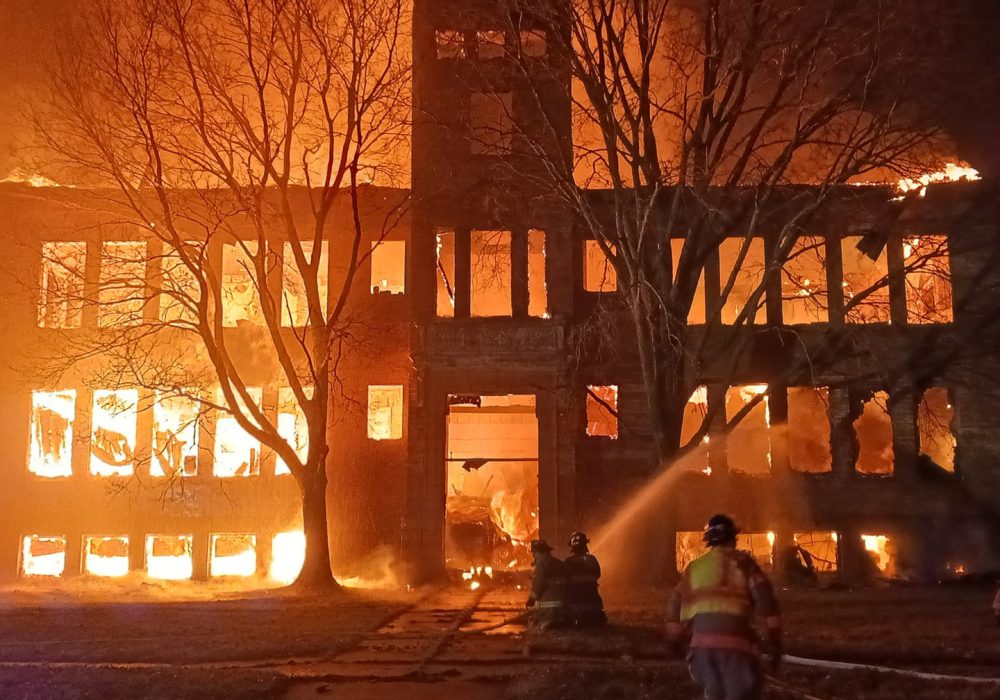 building on fire